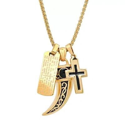 Fine Jewelry Mens 18k Gold Over Stainless Steel Hypoallergenic 24 Inch Pendant Necklace In Transparent