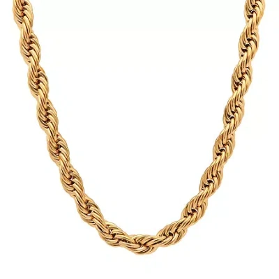 Fine Jewelry Mens 18k Gold Over Stainless Steel Hypoallergenic 30 Inch Rope Chain Necklace In Transparent