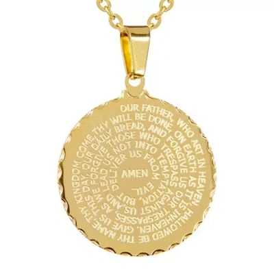Fine Jewelry Mens 18k Gold Over Stainless Steel Pendant Necklace In Transparent