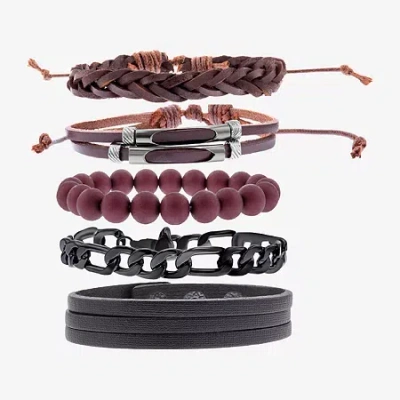 Fine Jewelry Mens 5-pc. Stainless Steel Bracelet Set In Transparent