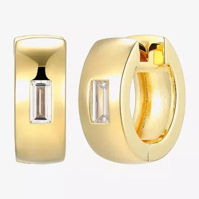 Fine Jewelry Mens 5/8 Ct. T.w. Cubic Zirconia 18k Gold Over Silver 15.1mm Hoop Earrings