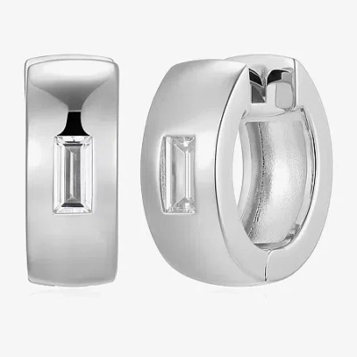 Fine Jewelry Mens 5/8 Ct. T.w. Cubic Zirconia Sterling Silver 15.1mm Hoop Earrings In Neutral