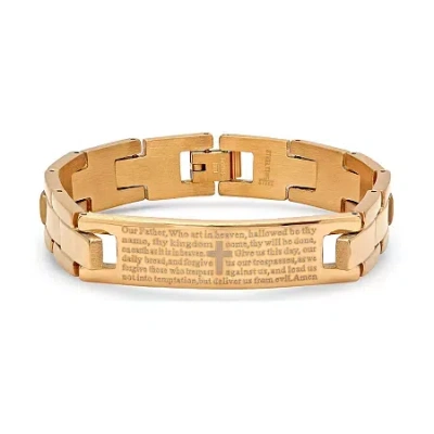 Fine Jewelry Mens 8 Inch 18k Gold Over Stainless Steel Link Bracelet In Transparent