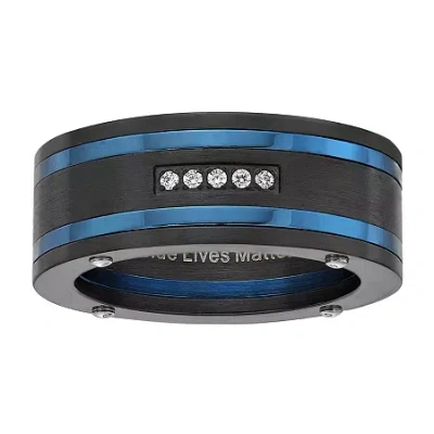 Fine Jewelry Mens 9m Cubic Zirconia Stainless Steel Round Band