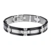 Fine Jewelry Mens Â¼ Ct. T.w. Diamond Stainless Steel & Black Ip Link Bracelet In White