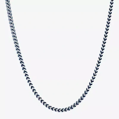 Fine Jewelry Mens Antique Finish Stainless Steel Foxtail Chain Necklace In Blue