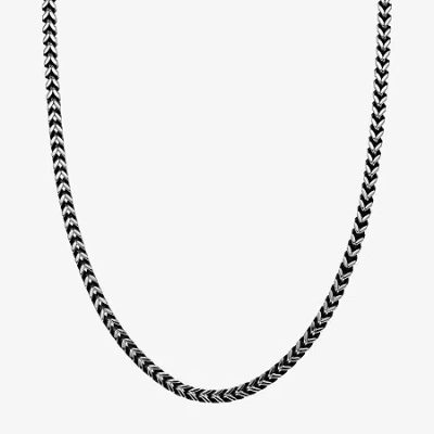 Fine Jewelry Mens Antique Finish Stainless Steel Foxtail Chain Necklace In Gray