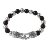 Fine Jewelry Mens Black Agate And Stainless Steel Bead Bracelet In Multi