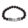 Fine Jewelry Mens Black Agate Bead And Stainless Steel Bracelet In Multi