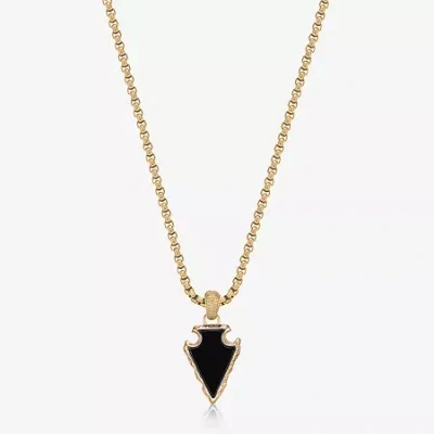 Fine Jewelry Mens Black Agate Stainless Steel Arrow 24 Inch Pendant Necklace In Transparent