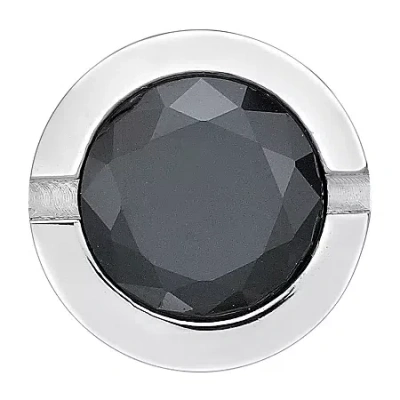Fine Jewelry Mens Black And White Cubic Zirconia Stainless Steel Stud Earring