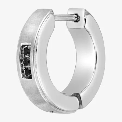 Fine Jewelry Mens Black Cubic Zirconia Stainless Steel 14mm Single Earring In Transparent