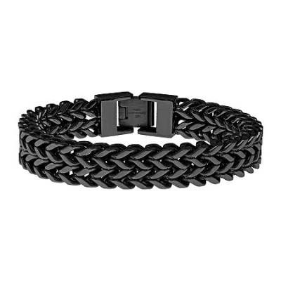 Fine Jewelry Mens Black Ion-plated Stainless Steel Braided Multi-row Chain Bracelet
