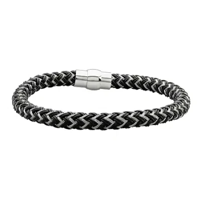 Fine Jewelry Mens Black Ip Stainless Steel Braided Chain Bracelet In White