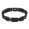 Fine Jewelry Mens Black Ip Stainless Steel Bridge Bracelet With Lock Extender In Black