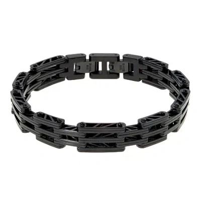 Fine Jewelry Mens Black Ip Stainless Steel Bridge Bracelet With Lock Extender