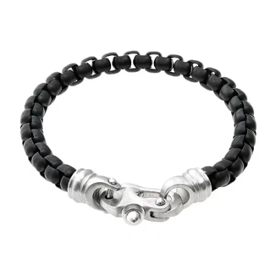 Fine Jewelry Mens Black Ip Stainless Steel Round Box Chain Bracelet With Fancy Clasp