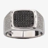 Fine Jewelry Mens Black Spinel Sterling Silver Square Fashion Ring In Transparent