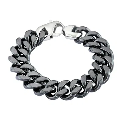 Fine Jewelry Mens Black Stainless Steel & Black Ceramic Chain Bracelet In Transparent