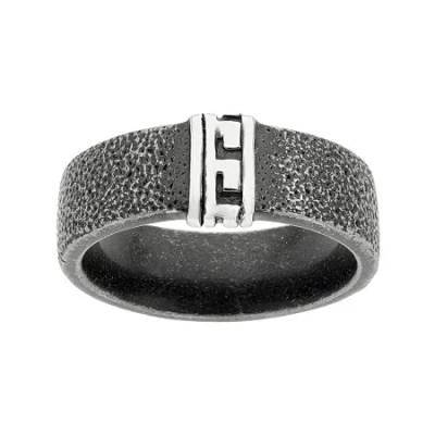 Fine Jewelry Mens Black Stainless Steel Band With Greek Design