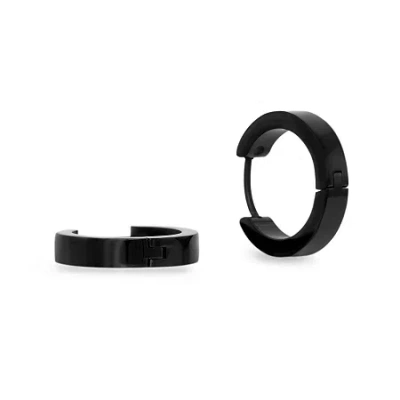 Fine Jewelry Mens Black Stainless Steel Hoop Earrings
