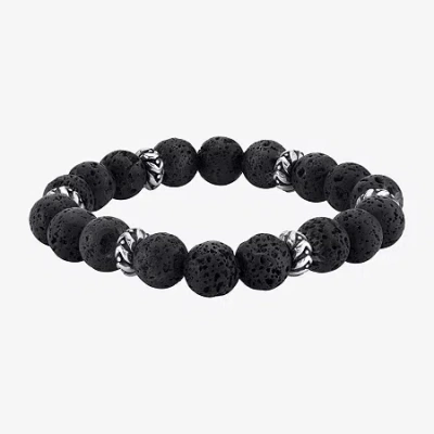 Fine Jewelry Mens Black Sterling Silver Beaded Bracelet In Transparent