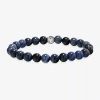 Fine Jewelry Mens Blue Agate Sterling Silver Beaded Bracelet In Transparent