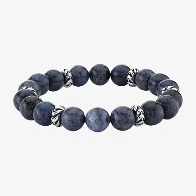 Fine Jewelry Mens Blue Sterling Silver Beaded Bracelet In Transparent