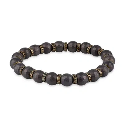 Fine Jewelry Mens Brown Hematite Stainless Steel Beaded Bracelet In Black