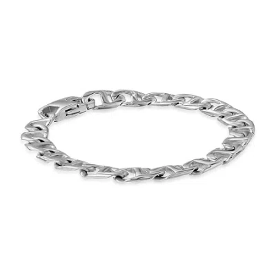 Fine Jewelry Mens Brushed Stainless Steel 9" 22mm Marine Link Bracelet In White