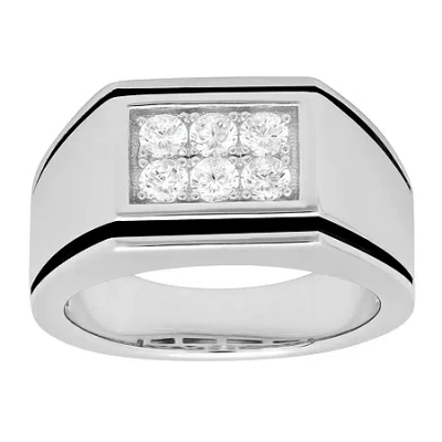 Fine Jewelry Mens Cubic Zirconia-accent Ring Sterling Silver In White