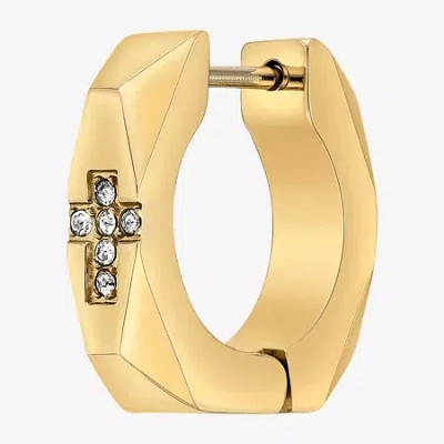 Fine Jewelry Mens Cubic Zirconia Stainless Steel 14mm Hoop Earrings In Transparent