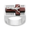 Fine Jewelry Mens Cubic Zirconia Stainless Steel & Wood Crucifix Ring