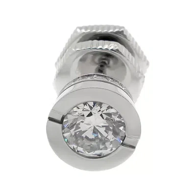 Fine Jewelry Mens Cubic Zirconia Stainless Steel Stud Earring In White