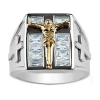 Fine Jewelry Mens Cubic Zirconia Sterling Silver Cross Fashion Ring In Multi