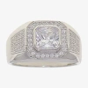 Fine Jewelry Mens Cubic Zirconia Sterling Silver Square Fashion Ring In Silver