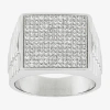 Fine Jewelry Mens Cubic Zirconia Sterling Silver Square Fashion Ring