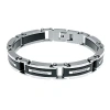 Fine Jewelry Mens Cubic Zirconia Two-tone Stainless Steel Chain Bracelet In Multi