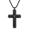 Fine Jewelry Mens Diamond Accent Diamond Stainless Steel Cross 24 Inch Pendant Necklace In Transparent