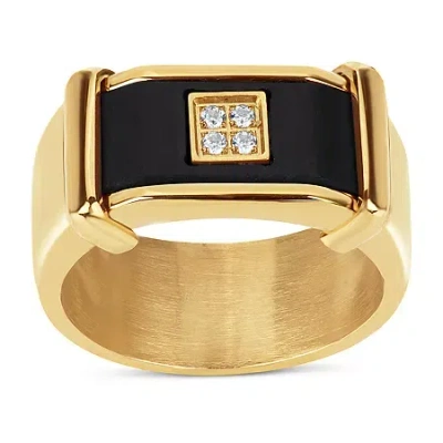 Fine Jewelry Mens Diamond Accent White Cubic Zirconia Signet Ring In Transparent