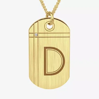 Fine Jewelry Mens Diamond Accent White Diamond 24k Gold Over Silver 20 Inch Pendant Necklace In Yellow