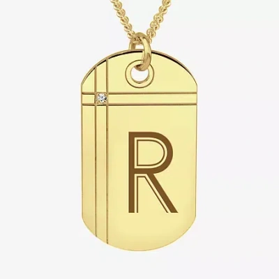 Fine Jewelry Mens Diamond Accent White Diamond 24k Gold Over Silver 20 Inch Pendant Necklace In Yellow