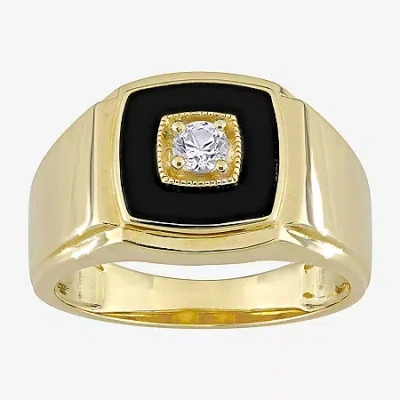 Fine Jewelry Mens Genuine Black Onyx 18k Gold Over Silver Fashion Ring In Transparent