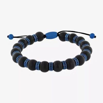 Fine Jewelry Mens Genuine Black Onyx Beaded Bracelet In Transparent