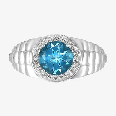 Fine Jewelry Mens Genuine Blue Topaz Sterling Silver Fashion Ring