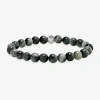 Fine Jewelry Mens Gray Agate Sterling Silver Beaded Bracelet In Transparent