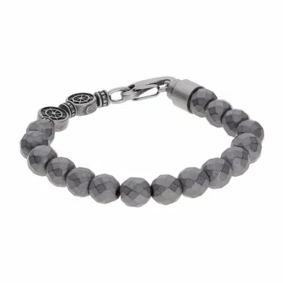 Fine Jewelry Mens Gray Hematite Stainless Steel Beaded Bracelet In Transparent