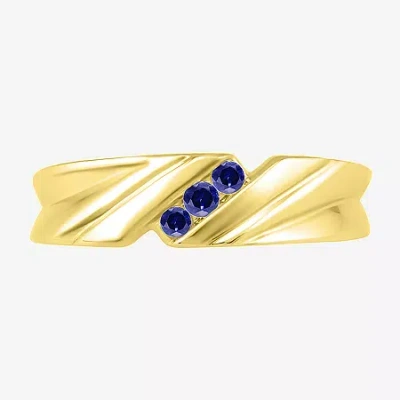 Fine Jewelry Mens Lab Created Blue Sapphire 10k Gold Fashion Ring In Transparent