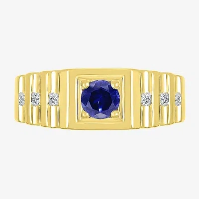 Fine Jewelry Mens Lab Created Blue Sapphire 10k Gold Fashion Ring In Transparent