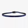 Fine Jewelry Mens Lab Created Blue Sapphire Sterling Silver 9 Inch Tennis Bracelet In Transparent